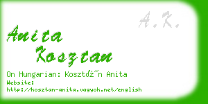 anita kosztan business card